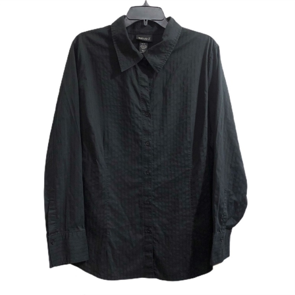 Lane Bryant Black Striped Button Down Size 18/20